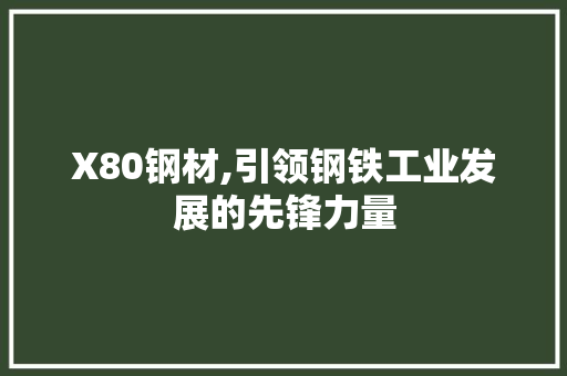 X80钢材,引领钢铁工业发展的先锋力量