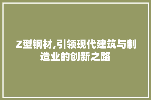 Z型钢材,引领现代建筑与制造业的创新之路