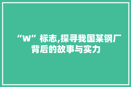 “W”标志,探寻我国某钢厂背后的故事与实力