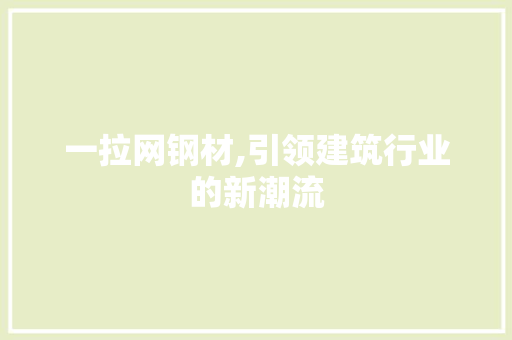 一拉网钢材,引领建筑行业的新潮流