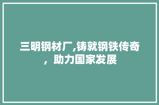 三明钢材厂,铸就钢铁传奇，助力国家发展