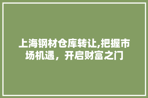 上海钢材仓库转让,把握市场机遇，开启财富之门