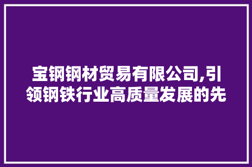 宝钢钢材贸易有限公司,引领钢铁行业高质量发展的先锋