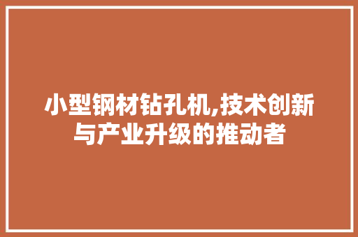 小型钢材钻孔机,技术创新与产业升级的推动者