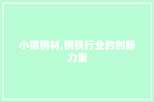 小猿钢材,钢铁行业的创新力量