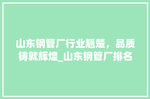 山东钢管厂行业翘楚，品质铸就辉煌_山东钢管厂排名