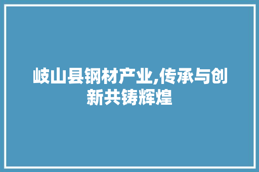 岐山县钢材产业,传承与创新共铸辉煌