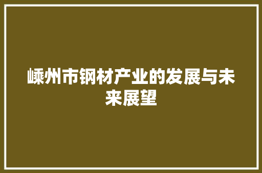 嵊州市钢材产业的发展与未来展望
