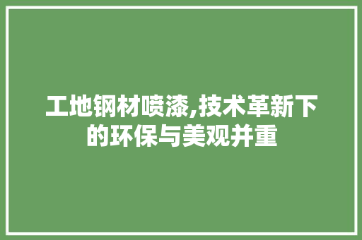 工地钢材喷漆,技术革新下的环保与美观并重
