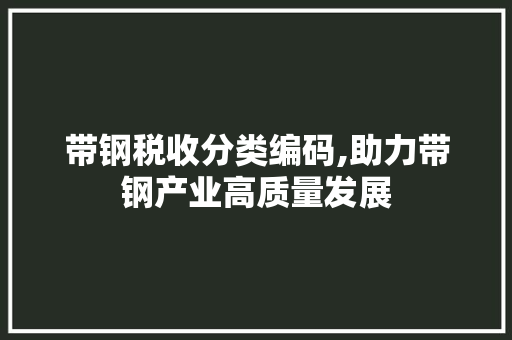 带钢税收分类编码,助力带钢产业高质量发展
