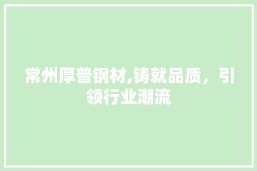 常州厚普钢材,铸就品质，引领行业潮流