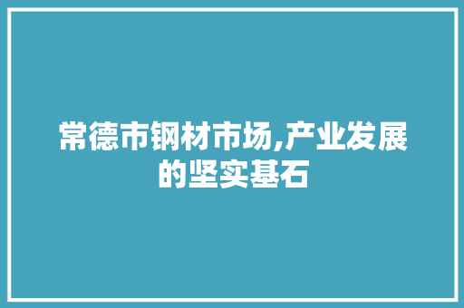 常德市钢材市场,产业发展的坚实基石