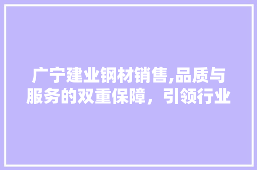 广宁建业钢材销售,品质与服务的双重保障，引领行业新潮流