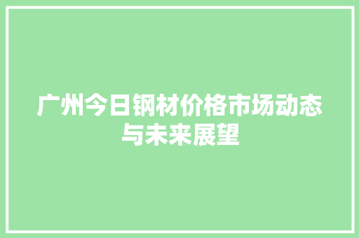 广州今日钢材价格市场动态与未来展望