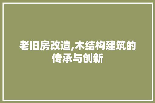 老旧房改造,木结构建筑的传承与创新
