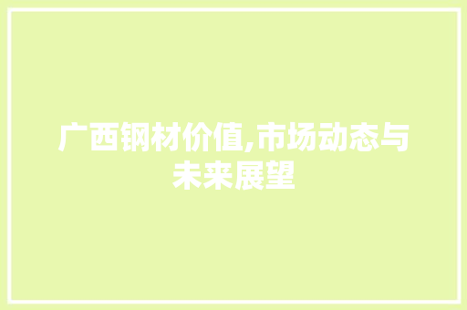 广西钢材价值,市场动态与未来展望