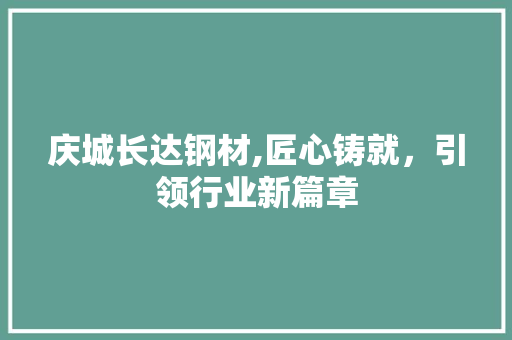 庆城长达钢材,匠心铸就，引领行业新篇章