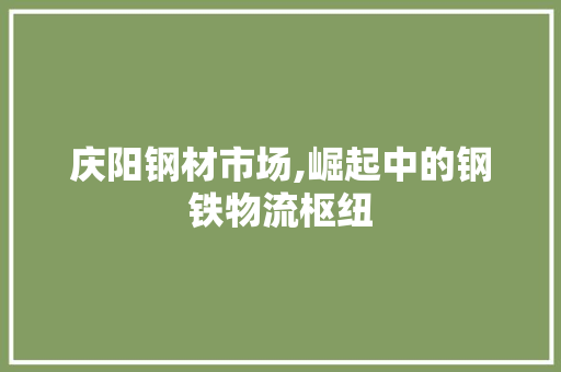庆阳钢材市场,崛起中的钢铁物流枢纽