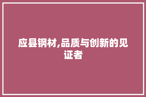 应县钢材,品质与创新的见证者