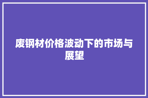 废钢材价格波动下的市场与展望