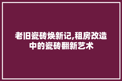 老旧瓷砖焕新记,租房改造中的瓷砖翻新艺术