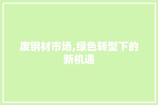 废钢材市场,绿色转型下的新机遇