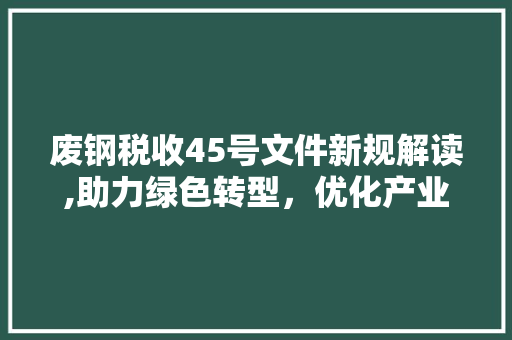废钢税收45号文件新规解读,助力绿色转型，优化产业布局