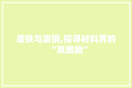 废铁与废钢,探寻材料界的“双胞胎”