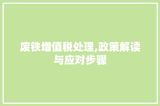 废铁增值税处理,政策解读与应对步骤