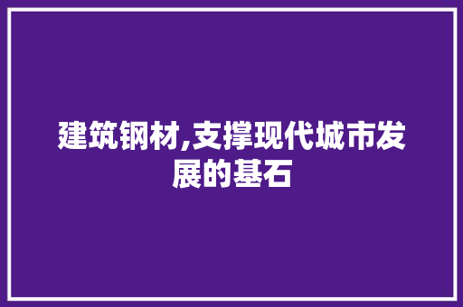 建筑钢材,支撑现代城市发展的基石