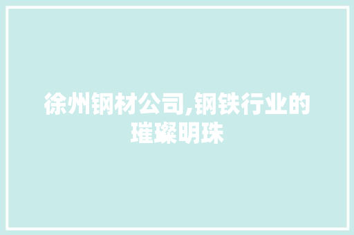 徐州钢材公司,钢铁行业的璀璨明珠