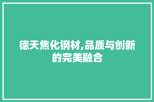 德天焦化钢材,品质与创新的完美融合