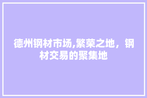 德州钢材市场,繁荣之地，钢材交易的聚集地