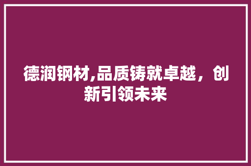 德润钢材,品质铸就卓越，创新引领未来