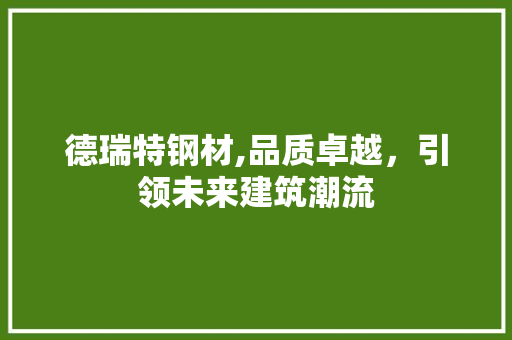 德瑞特钢材,品质卓越，引领未来建筑潮流