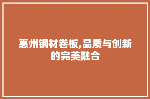 惠州钢材卷板,品质与创新的完美融合