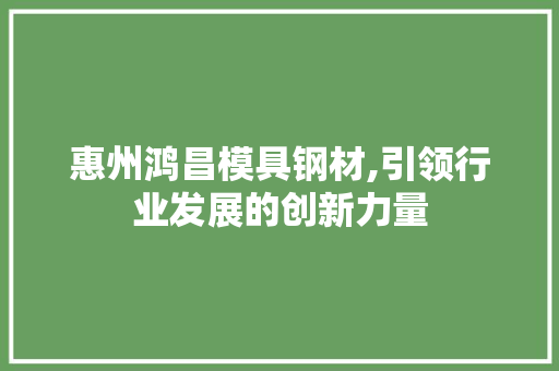 惠州鸿昌模具钢材,引领行业发展的创新力量