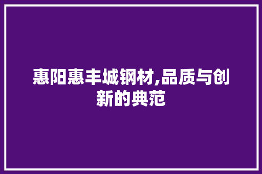 惠阳惠丰城钢材,品质与创新的典范