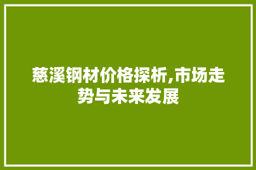 慈溪钢材价格探析,市场走势与未来发展