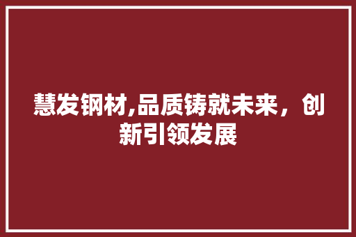 慧发钢材,品质铸就未来，创新引领发展