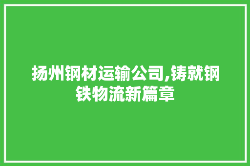 扬州钢材运输公司,铸就钢铁物流新篇章