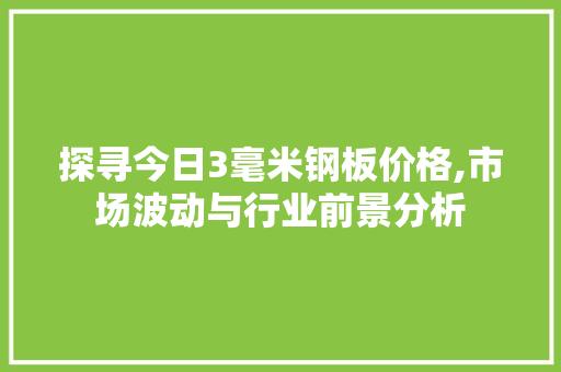 探寻今日3毫米钢板价格,市场波动与行业前景分析