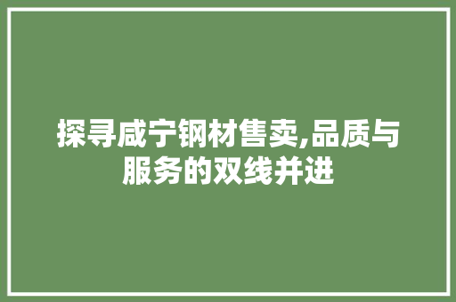 探寻咸宁钢材售卖,品质与服务的双线并进
