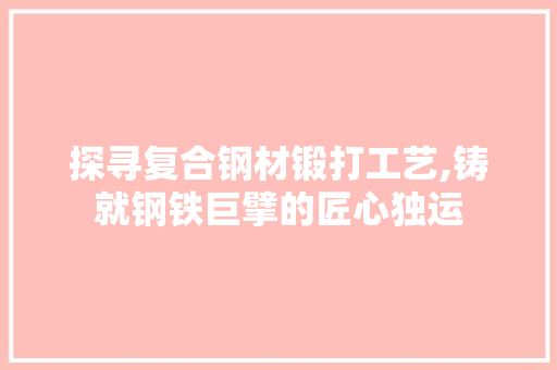 探寻复合钢材锻打工艺,铸就钢铁巨擘的匠心独运