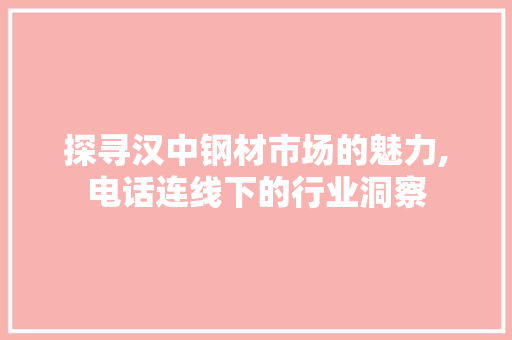 探寻汉中钢材市场的魅力,电话连线下的行业洞察