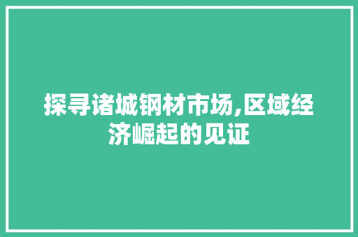探寻诸城钢材市场,区域经济崛起的见证