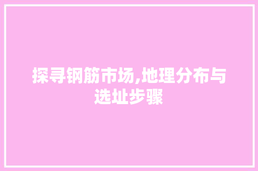 探寻钢筋市场,地理分布与选址步骤