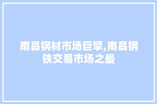 南昌钢材市场巨擘,南昌钢铁交易市场之最