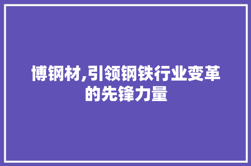 博钢材,引领钢铁行业变革的先锋力量