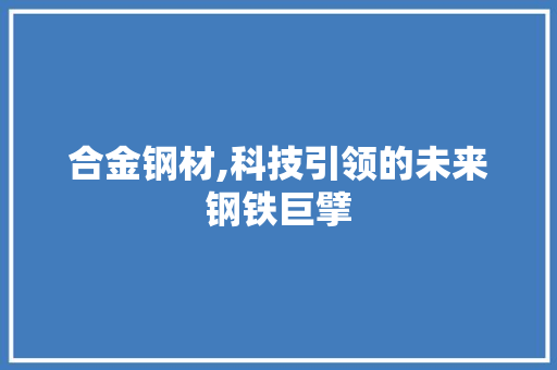 合金钢材,科技引领的未来钢铁巨擘